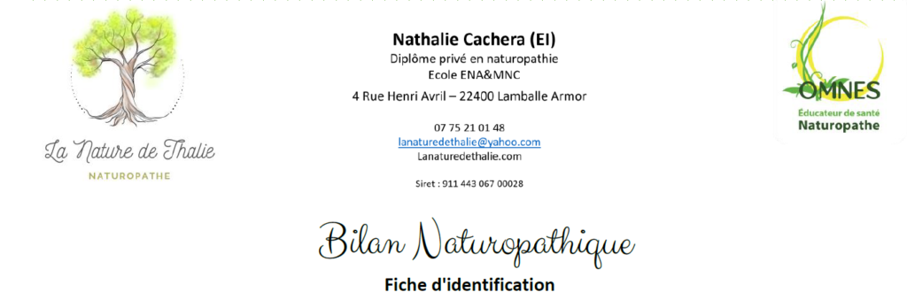 Nathalie Cachera Naturopathe - La Nature de Thalie - extrait bilan naturopathique